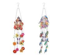 Flaroey Vent Spinner DIY Diamant Art Peinture Carillon à Vent Ornement Suspendu Double Face pour Décor de Jardin 2 Pièces