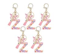 Flaroey Z Style Lettre Pendentif Rose Mignon Initiale Porte-Clés Papillon Porte-Clés