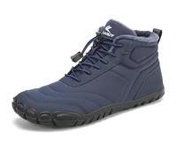FLARUT Chaussures Hiver Pieds nus Hommes Femmes Fourrées et Chaudes à Large Bout Orteils Résistant à l'Eau Chaussures de Course à pied de Trail Barefoot Bottes d'hiver(Bleu,46)