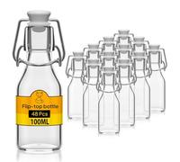 Flaschen-Fuchs 48x Bouteille en Verre avec Bouchon Mécanique 100ml - Bouteilles vides à remplir huile d'olive, bière, jus, liqueur