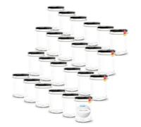 flaschenbauer.de Lot de 24 bocaux confiture 230 ml TO66 noirs + étiquettes - Polyvalents pour soupes, dips, thés, herbes, recettes maison