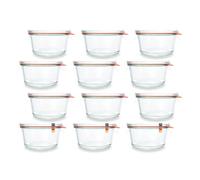 Flaschenbauer - Lot de 12 bocaux gourmands de 450 ml - Qualité traditionnelle pour cuisines modernes - Ensemble complet avec couvercle en verre, anneaux et pinces dans un carton d'origine