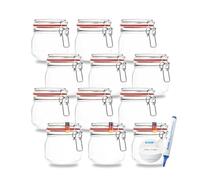 Flaschenbauer - Lot de 12 pots à étrier métallique de 634 ml - Bocal à remplir - Convient comme bocal Mason et verre de fermentation - Pour le rangement - Fabriqué en Allemagne