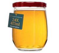 Flaschenbauer Lot de 24 bocaux à confiture de 417 ml avec couvercles Twist-Off TO82, avec étiquettes, bocaux à confiture, avec couvercles à vis, pots à yaourt (rouge foncé), fabriqués en Allemagne