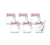 Flaschenbauer - Lot de 6 bocaux à étrier métallique de 630 ml, adaptés comme bocal Mason et verre de fermentation, pour la conservation, à remplir, avec étiquettes incluses, bocaux avec étrier