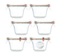 Flaschenbauer - Lot de 6 bocaux de conservation Quadro - 1/4 l - Utilisable comme pot à confiture ou bocal à provisions - Avec étiquette - Fabriqué en Allemagne