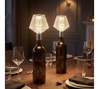 Flaschenlampe Couvre-Bouteille Table Couloir Cristal Variateur LED 2er Set