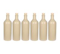 Flaschenland Lot de 6 carafes en grès beige de 750 ml avec poignée en liège