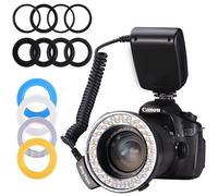 Flash annulaire Macro LED 3000-15000K avec 8 bagues d'adaptation 48 pièces