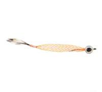 Flash Body Tube Streamer Leurre pour truite, bar, brochet avec corps en maille réfléchissante, yeux 3D, queue en plumes et crochet barbelé de précision (orange)
