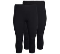 Zizzi Flash by Lot de 2 leggings 3/4 en coton pour femme Taille 42-60, Noir/noir, 48-50 grande taille