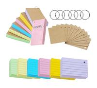 Flash Cards 600 Pièces 127x74mm Lignées Multicolores avec 7 Anneaux de Reliure, Fiches Bristol Perforées, Cartes de Révision et Index pour École, Bureau et Étude du Vocabulaire