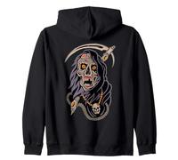 Flash de Tatouage Effrayant de la Faucheuse Zombie Sweat à Capuche