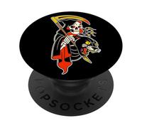 Flash de Tatouage en Forme de Faux Noire en Forme de panthère de Grim Reaper PopSockets PopGrip Adhésif