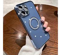 Flash Diamond Graphite Case Cover for iPhone 14/13/12/11Pro Max with Camera Protector (Blue,for iPhone 14 Plus)
