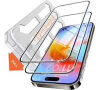 Flash Fit Tempered Glass For Iphone 15 Plus / 16 Plus / 14 Pro (6.7 Inches), Glass Screen Protector [Pack Of 2] - [New Generation] Ultra Simple Installation, Full Coverage, Anti-Scratch