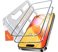 Flash Fit Tempered Glass Screen Protector For Iphone 15 Pro 6.1 Inches [Pack Of 2] - [New Generation] Ultra Simple Installation, Full Coverage, Anti-Scratch