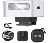 Flash for Camera, Photo Flash with Adjustable Brightness (5 Levels), Type-C Charge, Universal Mount for Ferrous Accessory Holder Silver