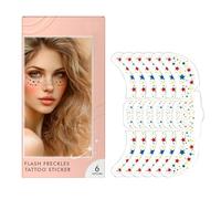 Flash Freckles tat Too Sticker, 6pieces / 1 boîte étincelante étoile Freckles, autocollants de maquillage aux paillettes de visage, sûr, adapté à la peau et facile à utiliser pour le visage et le corp
