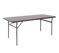 Flash Furniture 30x72 Plastic Bi-Fold Table, Metal, Brown, 30' W x 72' L