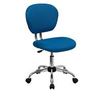 Flash Furniture Beverly Fauteuil de Bureau pivotant à Dossier Moyen rembourré en Maille Turquoise Base chromée