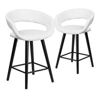 Flash Furniture Brynn Series Lot de 2 tabourets contemporains Hauts en Vinyle Blanc Cappuccino 61 cm