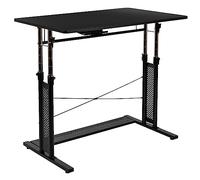 Flash Furniture Bureau Assis à Hauteur réglable en métal, Noir, 99,7 cm de Large x 60,3 cm de Profondeur x 69,2 à 90,8 cm de Haut