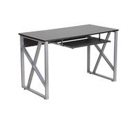 Flash Furniture Bureau d'ordinateur avec Plateau Coulissant pour Clavier et Cadre croisé, métal, Noir