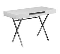 Flash Furniture Bureau d'ordinateur de 112 x 55 cm (l x P) avec Plateau pour Clavier et tiroirs, métal, Blanc, Lot de 1