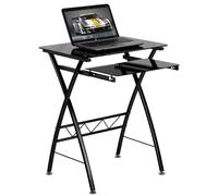 Flash Furniture Bureau d'ordinateur en Verre trempé Noir avec Clavier rétractable