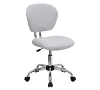 Flash Furniture White Mid-Back Task Chair Chaise, Chrome, Blanc