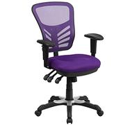 Flash Furniture Chaise de Bureau avec Dossier de Taille Moyenne - siège Gaming Ergonomique avec accoudoirs Ajustables et Tissu Mesh - Fauteuil de Bureau pour télétravail - Violet