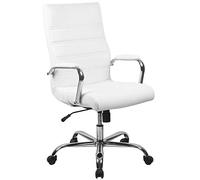 Flash Furniture Chaise de Bureau, Chrome, Blanc, 68,58 x 66,04 x 109,22 cm
