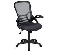 Flash Furniture Chaise de Bureau pivotante Ergonomique en Maille Gris foncé avec Dossier Haut, Cadre Noir et accoudoirs rabattables