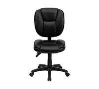 Flash Furniture Chaise de Bureau pivotante Ergonomique et Multifonction, Métal, Cuir Noir, 71,12 x 58,42 x 33,02 cm