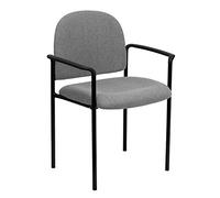 Flash Furniture Chaise de réception latérale empilable en Acier avec accoudoirs, Alliage, Tissu Gris, 1 pièce