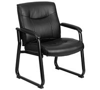 Flash Furniture Chaise de réception latérale exécutive Big & Tall LeatherSoft de la série Hercules de, Fauteuil de Lobby rembourré d'une capacité de 500 Livres. Capacité de Poids Statique, Black