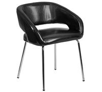 Flash Furniture Chaise de réception latérale Souple contemporaine en Cuir Noir de la série Fusion de