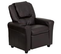 Flash Furniture Contemporain Beige en Vinyle Enfants inclinable avec Porte-gobelet et appuie-tête