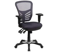 Flash Furniture Fauteuil de Bureau Ergonomique pivotant Multifonction en Maille avec accoudoirs réglables, Mousse Nylon et Acier, Gris foncé, Set of 1