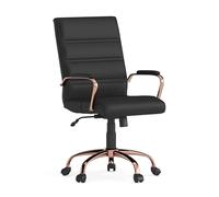 Flash Furniture Fauteuil de Bureau pivotant en Cuir Noir avec Cadre et accoudoirs en Or Rose