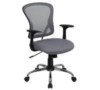 Flash Furniture Fauteuil de Bureau pivotant en Maille avec Base et accoudoirs chromés, métal, Gris, 73,66 x 60,96 x 27,94 cm