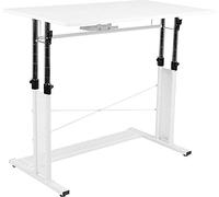 Flash Furniture Hauteur réglable (69,2 à 90,8 cm de Hauteur), Bureau Assis-Debout à Domicile, métal, Blanc, 99,7 cm de Large x 60,3 cm de Profondeur x