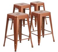 Flash Furniture Kai Lot de 4 tabourets de comptoir en cuivre de qualité Commerciale 61 cm de Haut Dossier Nu pour intérieur et extérieur