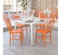 Flash Furniture Lot de 2 chaises d'intérieur et d'extérieur en métal de qualité Commerciale Orange