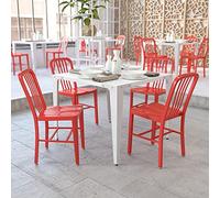 Flash Furniture Lot de 2 chaises d'intérieur et d'extérieur en métal de qualité Commerciale Rouge