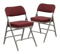 Flash Furniture Lot de 2 chaises Pliantes en polypropylène, métal, Mousse, Tissu Bordeaux/Cadre Gris