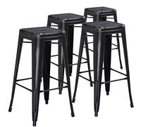 Flash Furniture Meubles Flash Lot de 4 tabourets de Bar en métal qualité Commerciale 76,2 cm de Haut, Fer, Plastique, Noir Vieilli