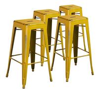 Flash Furniture Meubles Flash Lot de 4 tabourets de Bar en métal qualité Commerciale 76,2 cm de Haut, Plastique, Fer, Jaune Vieilli