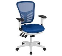 Flash Furniture Nicholas Fauteuil de Bureau Ergonomique pivotant Multifonction avec accoudoirs réglables et Cadre Blanc